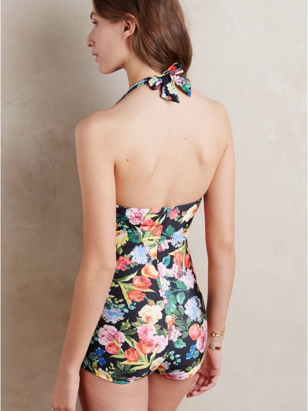 Sea Folly floral one piece halter tie swimsuit - Picture 2 of 10